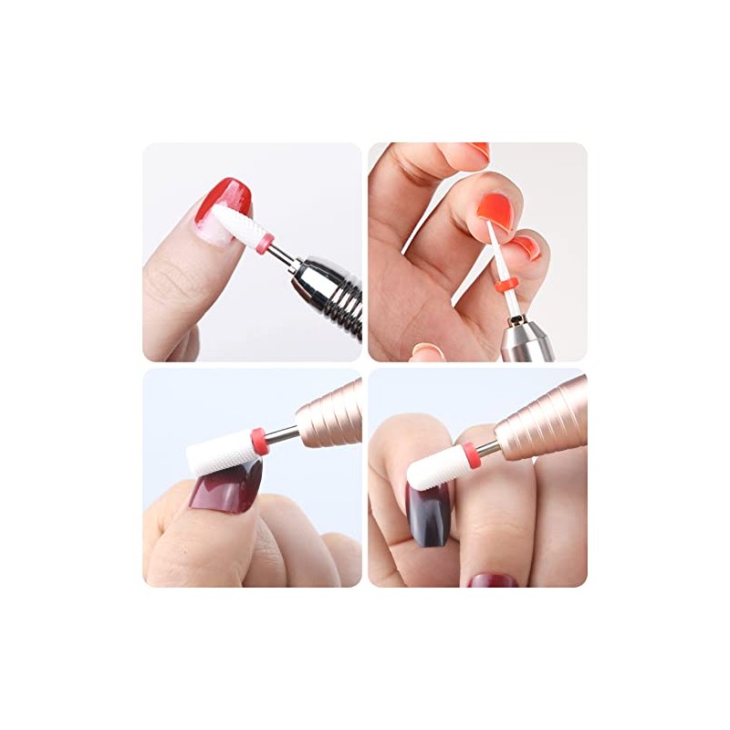 Homeet 10Pcs Ceramic Nail Drill Bits Attachments Professional Nail Cutter