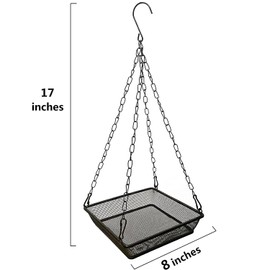 2 Pack Hanging Bird Feeder Tray Platform Metal Mesh Seed Tray for Bird Feeding Outdoor Garden Decoration for Backyard Attracting Wildbirds