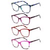 EYEURL Reading Glasses for Women,4-Pack Ultra-Light Slim Frames Blue Light