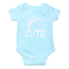 Taco Bout Cute - Funny Cute Novelty Infant Creeper, One-Piece Baby Bodysuit (Light Blue, 6 Months)