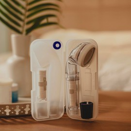 Dewbell Travel Portable Showerheads Rust Removing, Travel Shower Kit with Powerful Shower Spray, Portable shower Head with SEDIMENT Filters, White