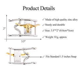 KOORASY Longhorn Sheep Belt Buckle Small for Boys Girls Women Teens, Special Design Solid Metal Western Cowboy Cowgirl