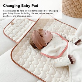 Cambiador de Pañales Portátil para bebé, Tapete de Viaje Impermeable Plegable, Material de Algodón, Perfecto para Viajar (Osito)