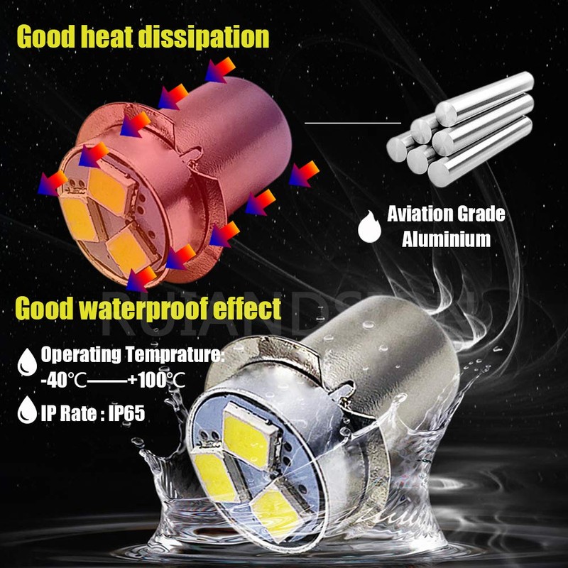 Ruiandsion 2pcs P13.5S LED Bulb 18V White 2835 3SMD Chips