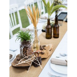 HEETA Jute Table Runner, 20 cm x 6 m, Natural Jute Ribbon Table Runner, Sold by the Metre, Can be Cut to Size for Various Desk Sizes, Table Decoration for Garden Party, Wedding