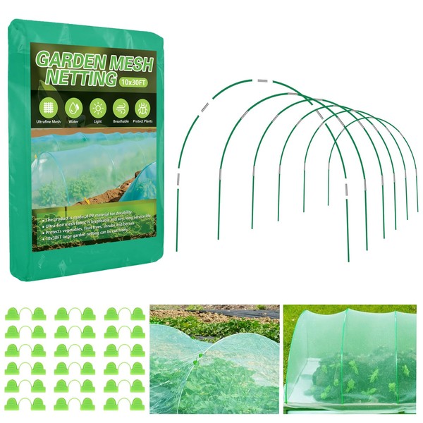 Garden Mesh Netting Kit, 10x30FT Green Ultra Fine Mesh Netting