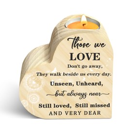 Guawubiang Loss of Loved One Sympathy Candle Holders - Memorial Wooden Heart Candle Holders - In Memory of Loved One Gifts for Loss of Dad or Mom - Double Sided Printing