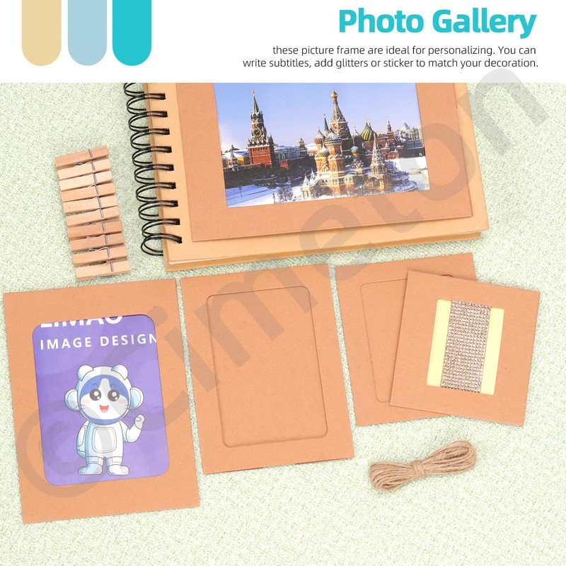 Cimeton 50Pcs Brown Paper Picture Frames 3" 4" 5" 6"