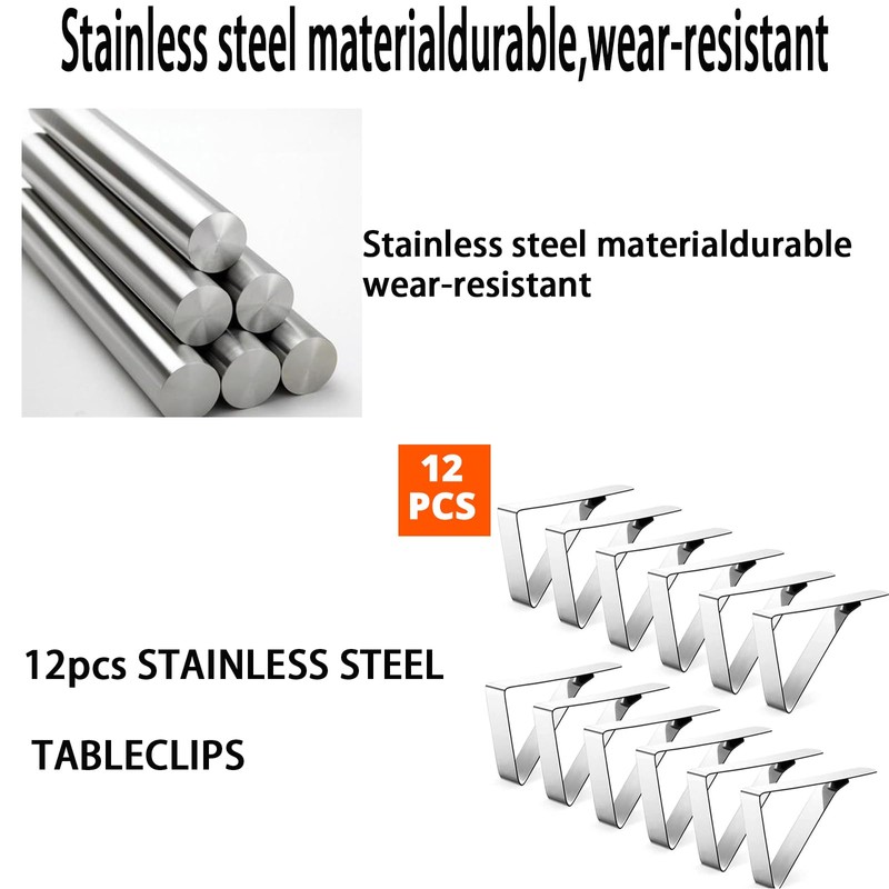 12 Pcs Tablecloth Clips,Stainless Steel Triangular Picnic Table Clips for