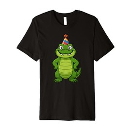 Crocodile Happy Birthday Party Hat Animal Lover Bday Boys Premium T-Shirt