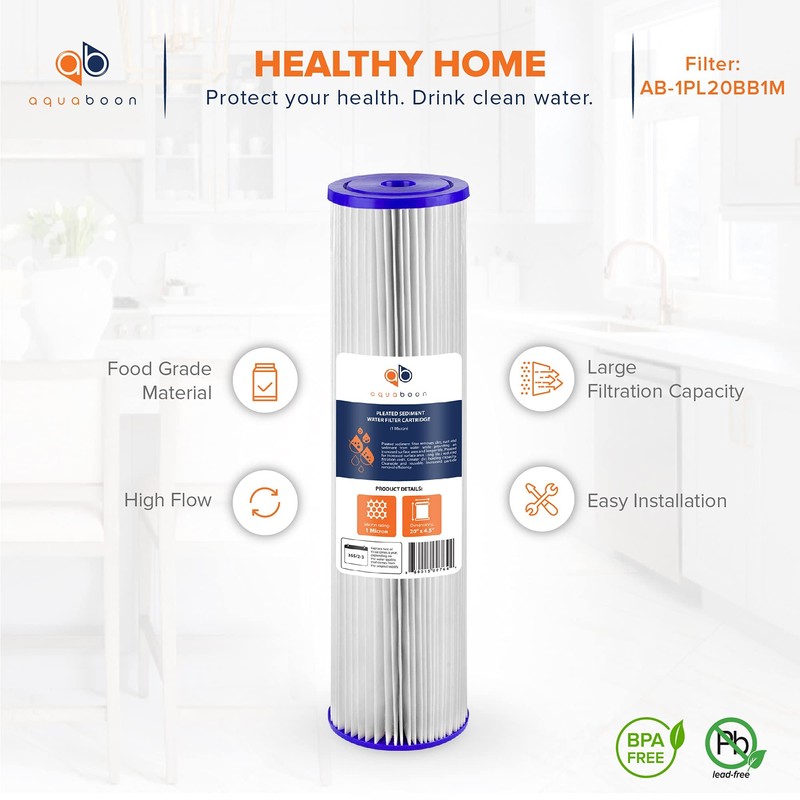 Aquaboon 1 Micron Whole House Pleated Sediment Water Filter Cartridge