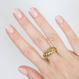 MOYOU LONDON Gel Press On Nails - Elegant Extra Short Round Shape, Long-lasting & Comfortable Soft Fake Nails with Glue, Reusable Semi-Transparent Stick On Nails for Women, 32 Pcs in 16 Sizes