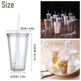 Tumblers with Lids and Straws Wall Clear Plastic Tumblers Bulk Reusable Cups with Straw