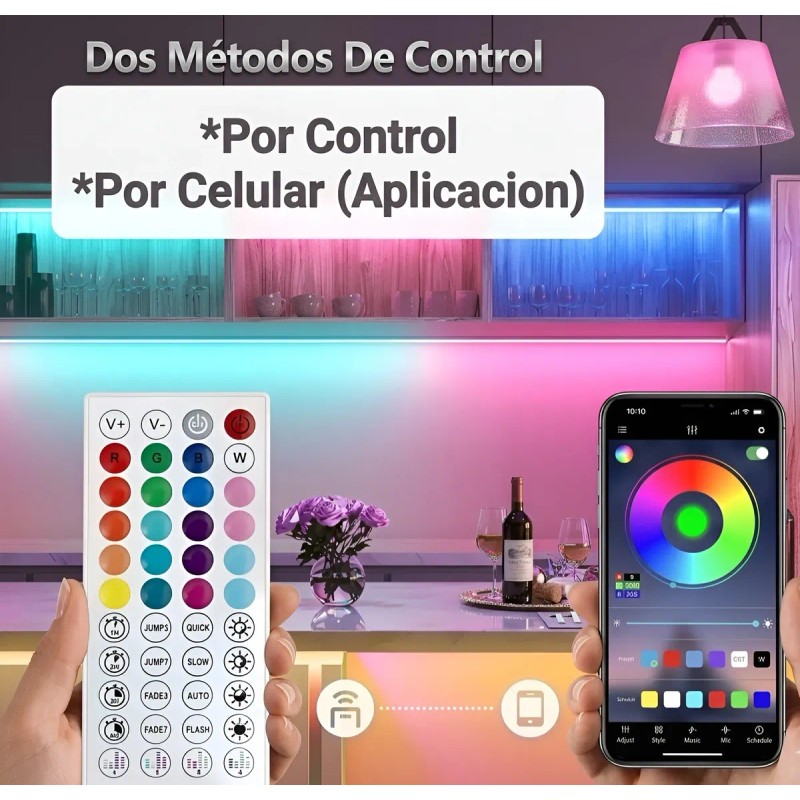 Tira Led 20m Bluetooth Rgb App Control Musica Calidad