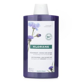 Champú Klorane anti amarilleo con Centaury para cabello rubio, blanco, plateado, pastel con pigmentos azules naturales, Deluxe Size - 13.5 fl.oz.