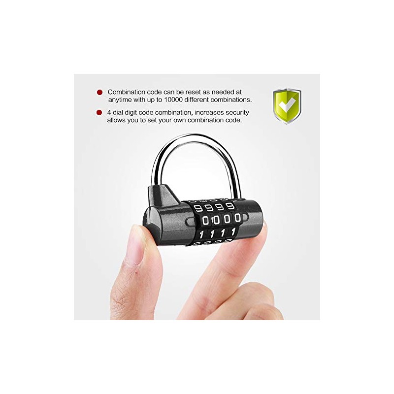 Sonew Gym Locker Padlocks, 4 Dial Digit Code Combination Padlock,