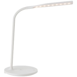 Lightbox Basic LED Desk Lamp - 34 cm Height - Table Lamp with Induction Charging Surface & Touch Dimmer & Adjustable Arm & CCT (3000-5400 K) & Timer - 5 W, 450 lm - Plastic - White