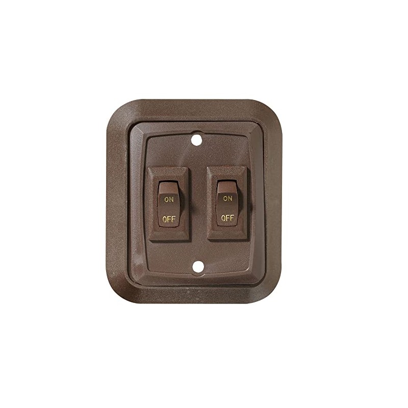 RV Designer Collection S655 Wall Plate Switch Double On/Off, Brown,