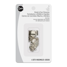 Dritz No-Sew Hook & Eye Closures, 4 Sets, Nickel