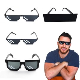 SHAPEPOTY MLG Glasses, Black, Pixel Mosaic Glasses, Unisex Sunglasses, Pixel Sunglasses, Thug Sunglasses, Thug Life Sunglasses, Mosaic Sunglasses, Black Sunglasses, 4 Pairs of Sunglasses