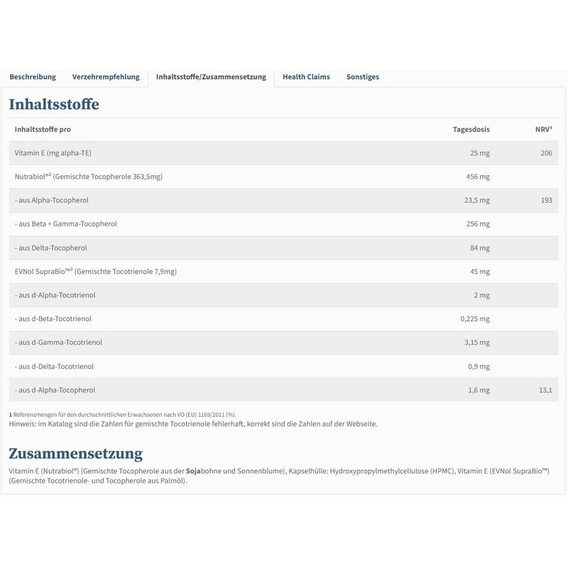 NatuGena Vitamin E 8-Komplex, 4 Tocotrienole, 4 Tocopherole, 8 Vitamin