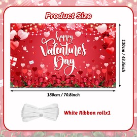 AIBIIN Happy Valentine's Day Backdrop Banner Valentines Day Banner Romantic Hearts Valentines Day Party Decorations Supplies for Indoor Outdoor,Yard,Party Home Decor 70.8 x 43.3 inch