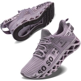 JointlyCreating Tenis antideslizantes para correr para mujer, tenis deportivos, zapatos deportivos para caminar, Lila Claro, 8 US