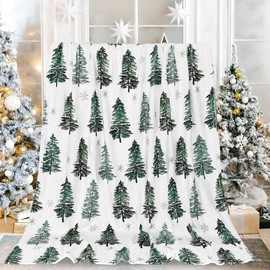 Eyesoul Christmas Fuzzy Blanket Watercolor Forest Throw Blanket 50 x 60 Inch Xmas Tree Blanket for Winter Home Chair Sofa Couch Bed - SIZE: 40X50 IN