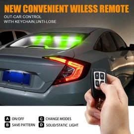 Xprite Emergency Dash Strobe Lights, 32LED Anti-Glare Windshield Visor Light Bar, Wireless Remote & Pressure-Boosted Suction Cups for Traffic Construction Police Vehicles White Green