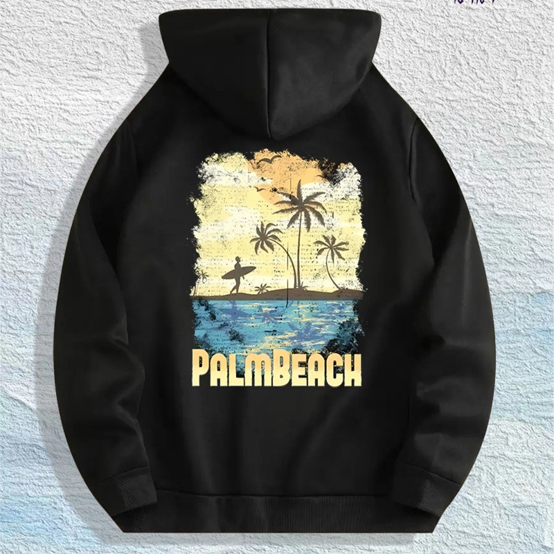 Palm Beach Graphic Hoodie 100% Cotton US Warehouse 7 ColorsColor: