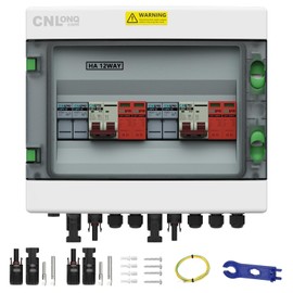 CNLonQcom 2 String Solar PV Combiner Box 2 in 2 Out IP65 DC500V 32A Circuit Breaker with Surge Protector and 15A PV Fuse,Solar Disconnect Switch Outdoor Waterproof for Solar Panels System
