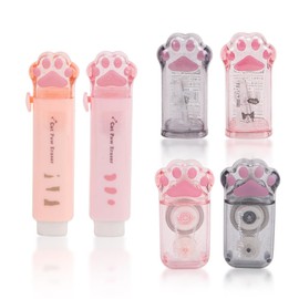 Comidox Cute Pencil Sharpener Manual Cat Paw Shaped Retractable Eraser Set with Correction Tape Kawaii School Supplies for Girls Cartoon Cat Paw Stationery Set
