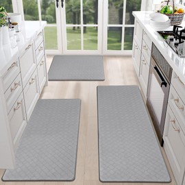 HEBE Kitchen Rug Sets 3 Piece Anti Fatigue Kitchen Mats for Floor Cushioned Kitchen Rugs and Mats Non Slip Waterproof Comfort Standing Mat Runner for Kitchen,Home Office,Sink,Laundry