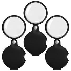 Mini Magnifying Glass, Pack of 3 Folding Pocket Magnifier, Reading Loupe, 20x Magnifying Glass, Small Children's Reading Magnifier with Rotating Protective Bag for Books, Jewellery, Maps, Coins,