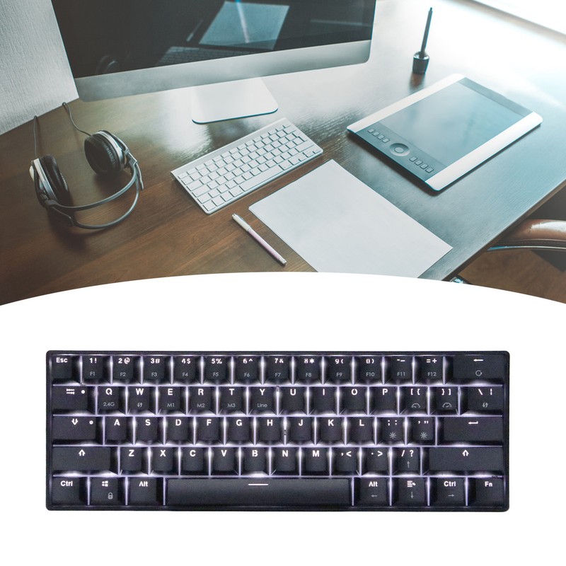 Mechanical Keyboard 61 Keys Three Modes Support Wireless Portable Ergonomic