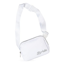 Newlywoo White Nylon Polyester Water Resistant Zipper Waist Pack for Brides