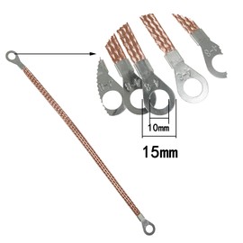 MEETOOT 5PCS 250mm / 9.8inch Braided Ground Strap Automotive Engine Copper Ground Strap Wire with 4-8 Terminals Plugs