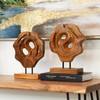 WELLAND Set of 2 Teak Abstract Handmade Sculpture Live Edge