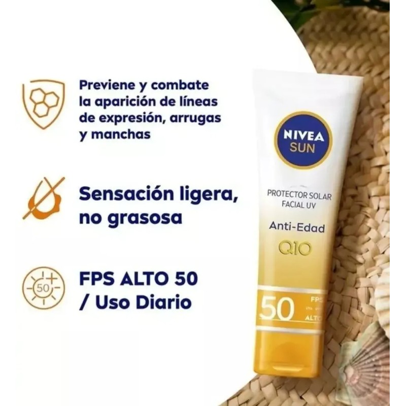 Protector Solar Facial Fps 50 Antiedad Q10 Nivea Sun 50ml