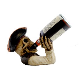 DWK "Booty of the Vine" Skull Pirate Bottle Holder | Wine Bottle Holder | Bar Decor | Kitchen Accessories | Home Decorations for Living Room - 12 inches
