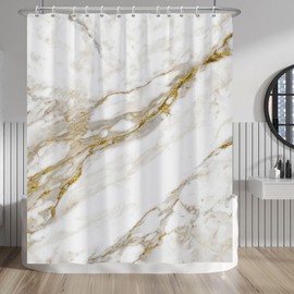 Baocicco White Marble Shower Curtain Gold Texture Luxury Modern Abstract Shower Curtains for Bathroom Home Bathtubs Decor Waterproof Fabric Shower Curtain with Hooks 60x72 Inches