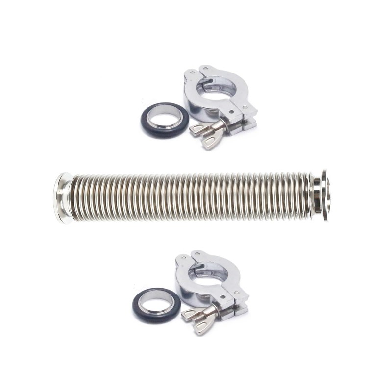 QMINOX SS304 KF25 Vacuum Corrugated Bellows Hose Set Length 200mm