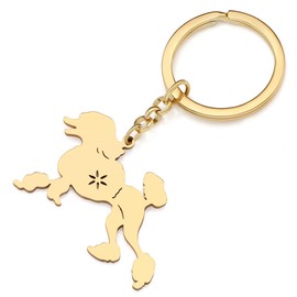 Stainless Steel Poodle Keychain Puppy Pets Dog Animals Car Keys Keyring Jewelry For Women Mom Wallet Charms Gifts (18K Gold Plated)