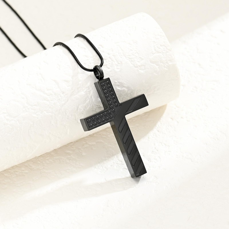 American Flag Cross Urn Necklace for Ashes for Men Women