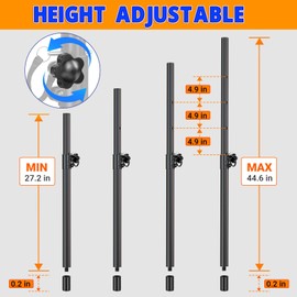 Qoope 2 in 1 Speaker Pole Mount for Subwoofer M20 Speaker Pole Height Adjustable Speaker Mount with M20 Threaded and 35mm Adapter ，132 LB Load Capacity
