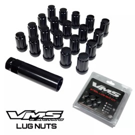 VMS Racing 20 VMS Racing 1/2-20 Drag Wheels Black Close End Spline Lug Nuts Forged Steel