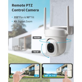 P Panoraxy 3k 5MP Security Camera Outdoor, 5G&2.4G WiFi Outdoor Security Camera with 360°PTZ, 2-Way Talk Outside Cameras for Home Security, Auto Tracking, Motion&Noise Alert, IP66