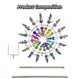 Shirem Magical Metal Windmill for Backyards, 3D Wind Sculptures & Spinners Outdoor, Kinetic Garden Sunflower Wind Spinners, 36 Inches, Colorful