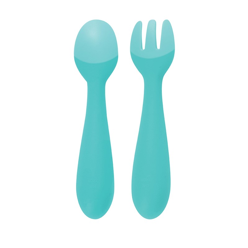 Nuby Silicone Easy Grip Fork & Spoon Set, 12+m in