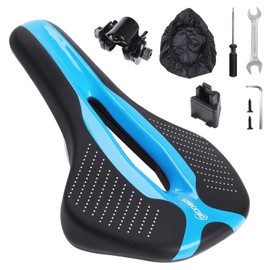 Bike Seat Bicycle Saddle with Light Buckle, Secpeak Ultra Comfortable Ergonomic Waterproof Breathable Bicycle Seat Cushion with Installation Tool and Rain Cover, Black